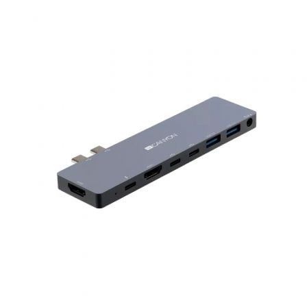 DOCKING USB TIPO-C PARA MACBOOK CANYON CNS-TDS08DG/ 2XUSB/ 2XHDMI/ 3XUSB TIPO-C/ 1XJACK 3.5/ GRIS OSCURO