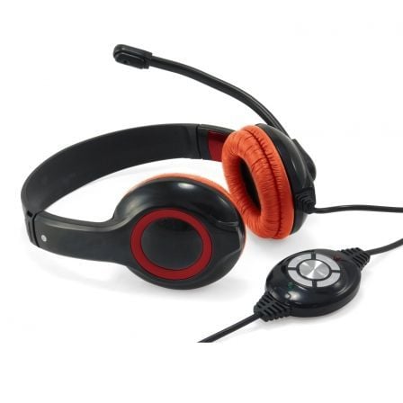 AURICULARES DIADEMA CON MICROFONO CONCEPTRONIC CCHATSTARU2R ROJO - COMPATIBLE CON VOIP - ALIMENTACION USB - CABLE 2M