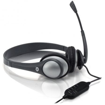 AURICULARES DIADEMA CON MICROFONO CONCEPTRONIC CEASYSTARU 20HZ-20KHZ 112DB USB2.0 CABLE 2M CON CONTROL DE VOLUMEN GRIS C08-009