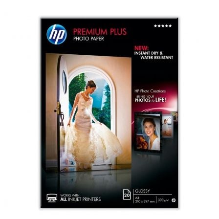 PAPEL FOTOGRAFICO BRILLANTE HP PREMIUM PLUS CR672A - 20 HOJAS A4