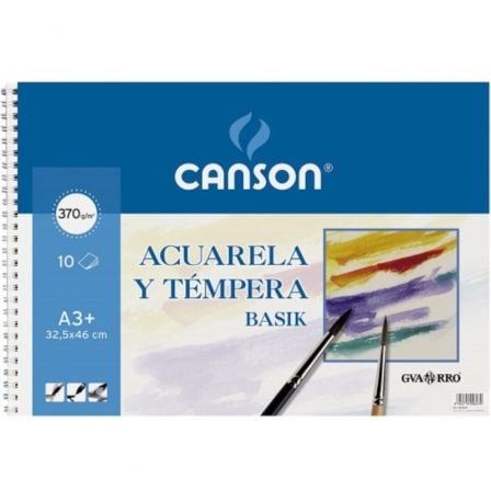 CUADERNO DE ACUARELAS Y TEMPERAS CON ESPIRAL CANSON BASIK C200400697/ A3+/ 10 HOJAS | Espiral