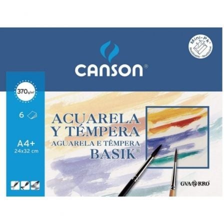 PACK PAPEL ACUARELAS Y TEMPERAS CANSON BASIK C400110488/ A4+/ 6 HOJAS