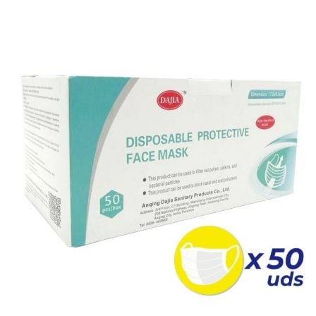 CAJA DE MASCARILLAS HIGIENICAS DAJIA 50 UNIDADES - 17.5*9.5CM