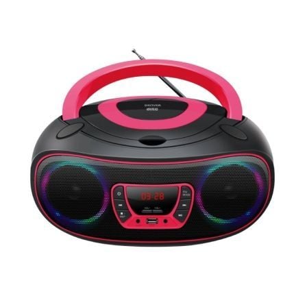 REPRODUCTOR CD DENVER TCL-212BTPINK - 2*2W SALIDA - RADIO FM - MP3 - USB - FUNCION BLUETOOH - LUCES LED