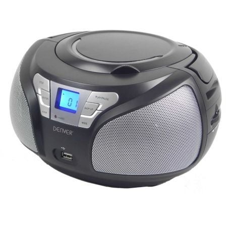 REPRODUCTOR CD DENVER TCU-206 BLACK - 2X 1W RMS - USB - MP3 -RADIO FM - DISPLAY ILUMINADO - JACK 3.5MM - RED ELECTRICA / 6 PILAS