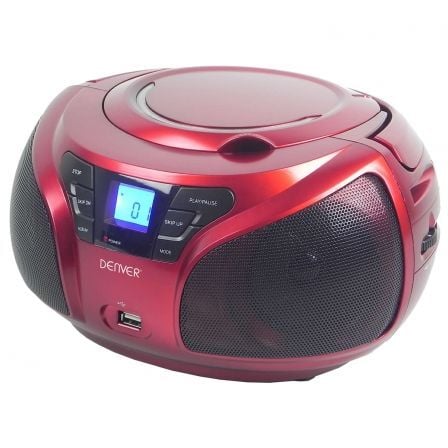 REPRODUCTOR CD DENVER TCU-206 RED - 2X 1W RMS - USB - MP3 -RADIO FM - DISPLAY ILUMINADO - JACK 3.5MM - RED ELECTRICA / 6 PILAS C