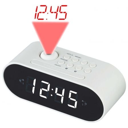 DESPERTADOR DENVER CRP-717 WHITE - DISPLAY LED 2.2CM - FM CON MEMORIZACION EMISORAS - ALARMA DUAL - PROYECCION 180 DE LA HORA CO