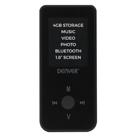 REPRODUCTOR MP4 CON BLUETOOTH DENVER MPG-4084BT BLACK - 4GB - MICROSD HASTA 16GB - BATERIA 250MAH