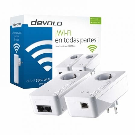 KIT PLC/POWERLINE DEVOLO DLAN 550+ WIFI - 1*DLAN 550+ WIFI + 1*DLAN 550 DUO+ - 500MBPS POR CABLE CORRIENTE - 300MBPS POR WIFI -