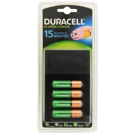 CARGADOR DE PILAS DURACELL CEF15EU-EU - COMPATIBLE AA/AAA - CARGA ULTRA-RAPIDA (2X AA EN 15 MINUTOS) - LED DE ESTADO - INCLUYE 4