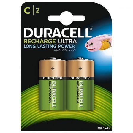 PACK 2 PILAS TIPO C RECARGABLES DURACELL HR14 - NIMH - 1.2V - 3000MAH - ADMITEN HASTA 1000 RECARGAS