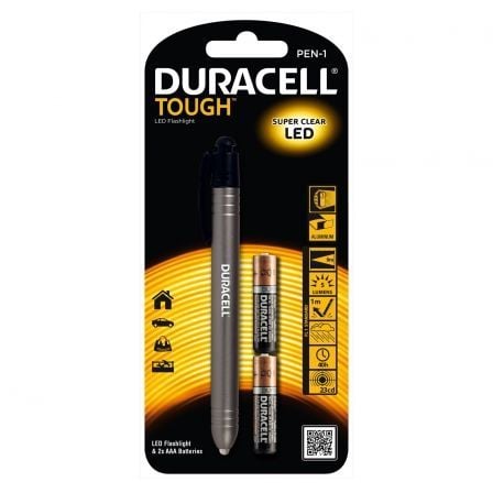 LINTERNA DE BOLSILLO DURACELL TOUGH PEN-1 - ILUMINACION LED - CUERPO DE ALUMINIO - 5 LUMENS - BATERIA 40HORAS - 2 PILAS AAA