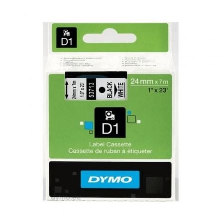 CINTA ROTULADORA ADHESIVA DE PLASTICO DYMO D1 53713/ PARA LABEL MANAGER/ 24MM X 7M/ NEGRA-BLANCA