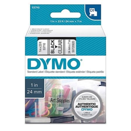 CINTA ROTULADORA ADHESIVA DE PLASTICO DYMO D1 53710/ PARA LABEL MANAGER/ 24MM X 7M/ NEGRA-TRANSPARENTE