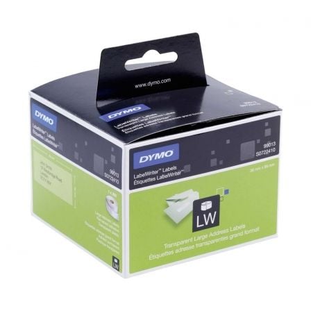 ETIQUETAS DYMO LABEL WRITER TRANSPARENTES 260 UNIDADES DE 89X36