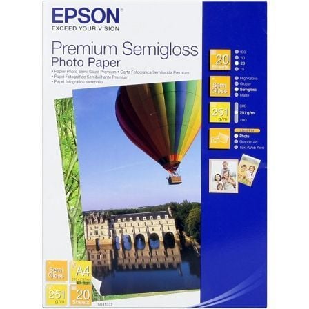 PAPEL FOTOGRAFICO EPSON C13S041332/ DIN A4/ 251G/ 20 HOJAS/ SEMI BRILLANTE