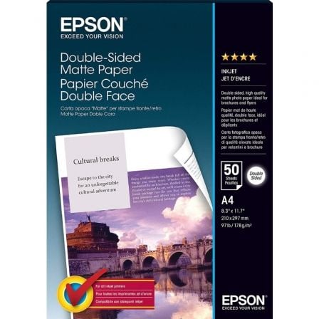 PAPEL FOTOGRAFICO EPSON DOUBLE-SIDED MATTE C13S041569/ DIN A4/ 178G/ 50 HOJAS/ MATE