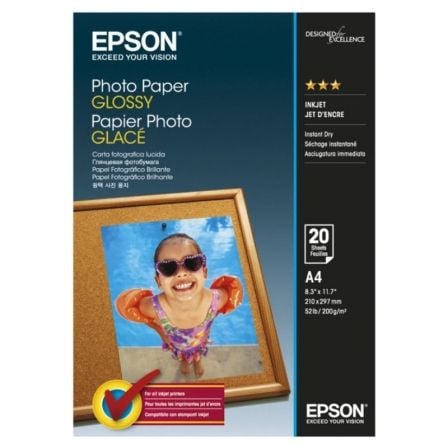 PAPEL FOTOGRAFICO EPSON C13S042538/ DIN A4/ 200G/ 20 HOJAS/ BRILLANTE