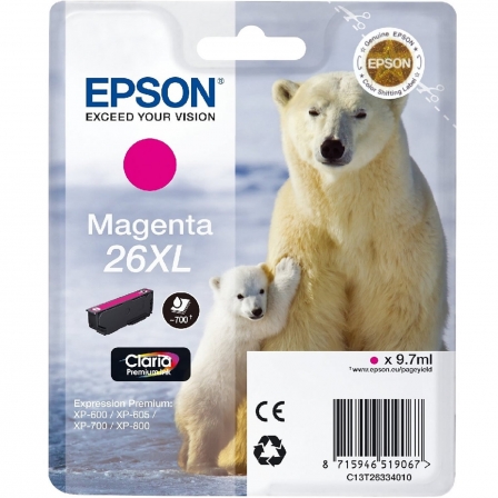 CARTUCHO DE TINTA ORIGINAL EPSON N26 XL ALTA CAPACIDAD/ MAGENTA