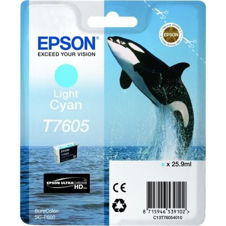 CARTUCHO DE TINTA ORIGINAL EPSON T7605/ CIAN CLARO