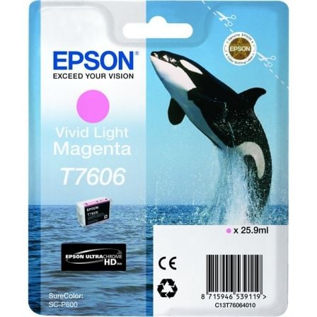 CARTUCHO DE TINTA ORIGINAL EPSON T7606/ MAGENTA CLARO VIVO