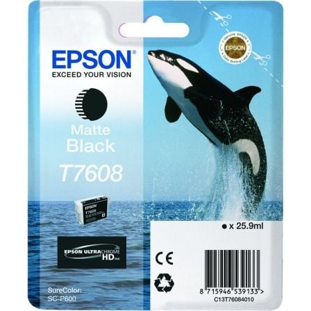 CARTUCHO DE TINTA ORIGINAL EPSON T7608/ NEGRO MATE