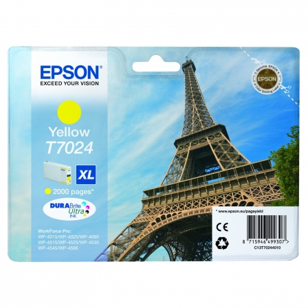 CARTUCHO DE TINTA ORIGINAL EPSON T7024 XL ALTA CAPACIDAD/ AMARILLO