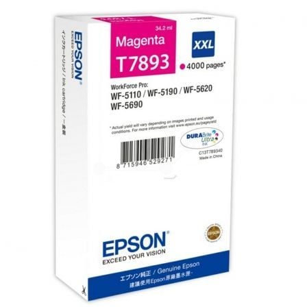 CARTUCHO TINTA EPSON MAGENTA - ALTA CAPACIDAD - 4000 PAGINAS - COMPATIBLE WF-5110 / WF-5190 / WF-5620 / WF5690