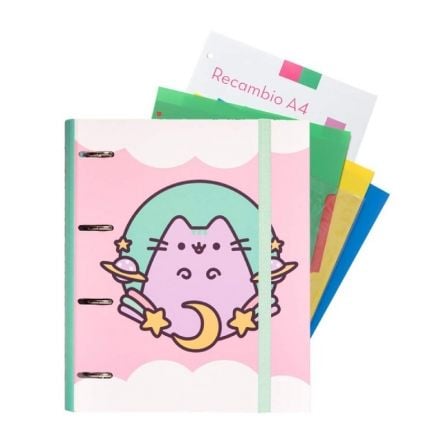 CARPEBLOCK A4 ERIK CBK0039 PUSHEEN THE CAT 2 - ENCUADERNACION 4 ANILLAS - 100 HOJAS 80GR - BANDA ELASTICA 9MM | Coleccion pusheen