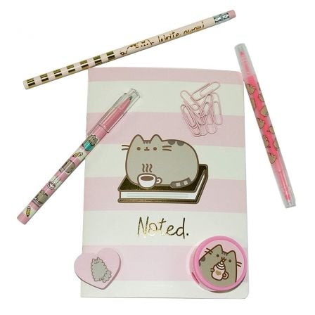 SET PAPELERIA ERIK PUSS4045 PUSHEEN ROSE SWEET   SIMPLE - CONTIENE CUADERNO 13*19CM/LAPIZ/ROTU ROSA/BOLIGRAFO/SACAPUNTAS/GOMA BO | Coleccion pusheen