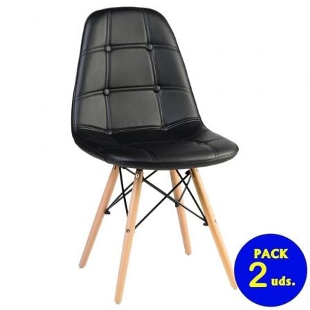 SILLA EUROSILLA ST004PIELN-2/ NEGRA/ PACK DE 2 UNIDADES