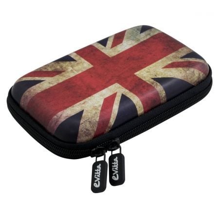 FUNDA E-VITTA HDD ENGLAND PARA DISCO DURO O POWERBANK DE 2.5"/6.35CM - NYLON SEMIRRIGIDO - BANDAS ELASTICAS - DOBLE CREMALLERA