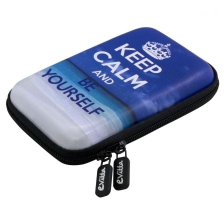 FUNDA E-VITTA HDD KEEP CALM PARA DISCO DURO O POWERBANK DE 2.5"/6.35CM - SEMIRRIGIDA - PU+EVA - BANDAS ELASTICAS - DOBLE CREMALL