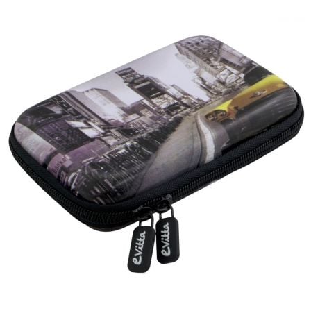 FUNDA E-VITTA HDD NY TAXI PARA DISCO DURO O POWERBANK DE 2.5"/6.35CM - NYLON SEMIRRIGIDO - BANDAS ELASTICAS - DOBLE CREMALLERA