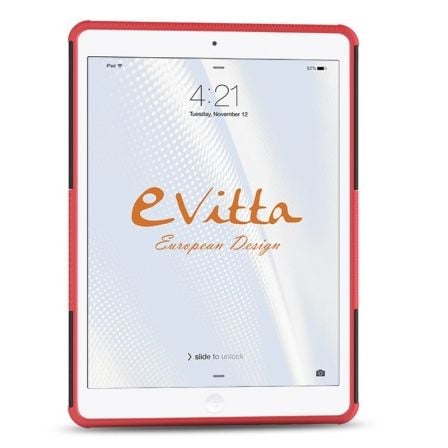 FUNDA E-VITTA RUGGED RED - PARA IPAD 2017-2018 - POSICION STAND UP - DOS PIEZAS - ANTIDESLIZANTE