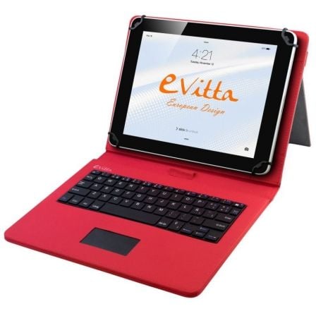 FUNDA CON TECLADO E-VITTA KEYTAB PARA TABLETS DE 9.7/10.1"/ ROJA