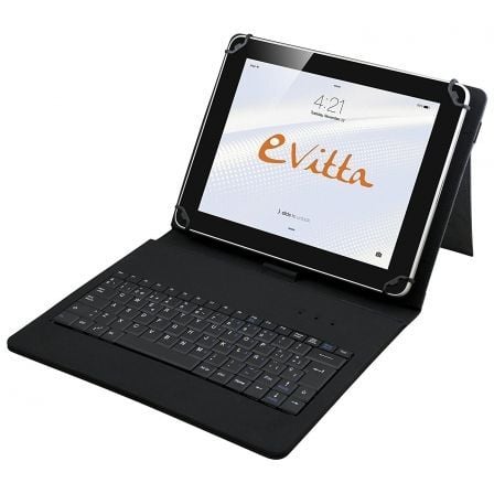 FUNDA CON TECLADO E-VITTA NEGRA PARA TABLET DE 9.7/10.1"-24.6/25.65CM - USB - 83 TECLAS - PARA ANDROID