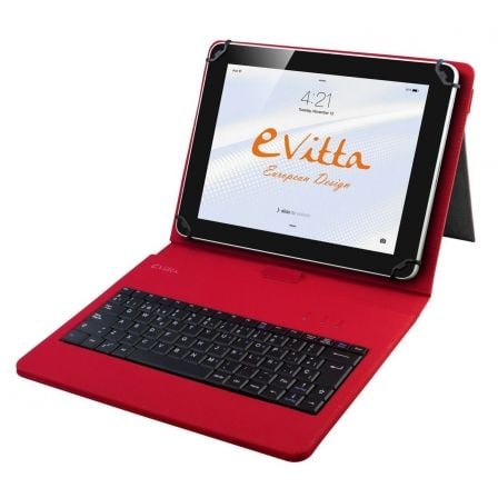 FUNDA CON TECLADO E-VITTA ROJA PARA TABLET DE 9.7/10.1"-24.6/25.65CM - USB - 83 TECLAS - PARA ANDROID