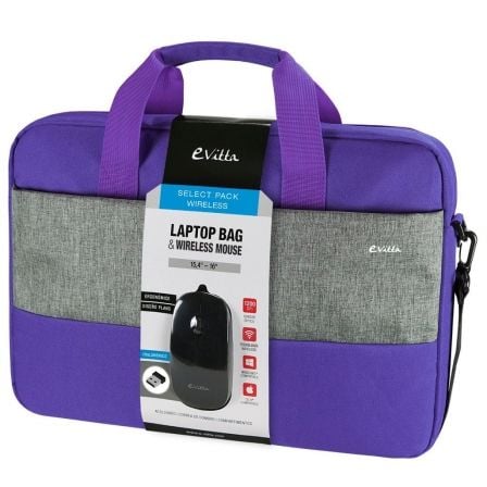 MALETIN + RATON INALAMBRICO E-VITTA SELECT PACK PURPLE - PARA PORTATILES HASTA 15.4"-16"/ 39.1-40.6 CM - RATON 1200 DPI - INTERI