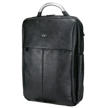 MOCHILA E-VITTA BUSINESS BLACK PU - PARA PORTATILES HASTA 15.4"-16"/39.1-40.64CM - 2 DEPARTAMENTOS INDEPENDIENTES - IMPERMEABLE