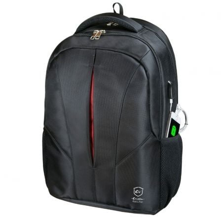 MOCHILA E-VITTA  CITYJET NEGRA - PARA PORTATILES HASTA 15,4"-16"/39.11-40.64CM - CONTIENE USB PARA POWERBANK - 2 COMPARTIMENTOS