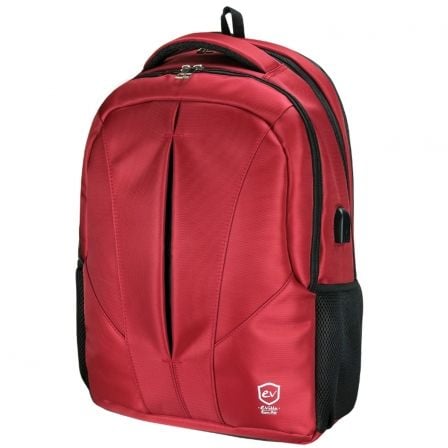 MOCHILA E-VITTA  CITYJET ROJA - PARA PORTATILES HASTA 15,4"-16"/39.11-40.64CM - CONTIENE USB PARA POWERBANK - 2 COMPARTIMENTOS -