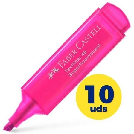 CAJA DE MARCADORES FLUORESCENTES FABER CASTELL TEXTLINER 46 154628/ 10 UNIDADES/ ROSAS