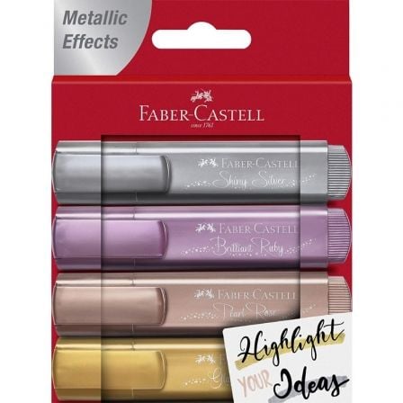 MARCADORES FLUORESCENTES FABER CASTELL TEXTLINER 46 METALLIC EFFECTS FAB154640/ 4 UNIDADES/ COLORES SURTIDOS