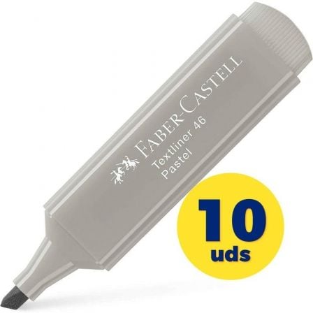 CAJA DE MARCADORES FLUORESCENTES FABER CASTELL TEXTLINER 46 154634/ 10 UNIDADES/ GRIS SEDA