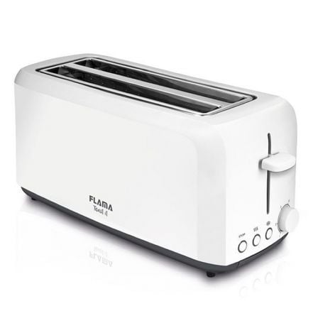 TOSTADOR DE PAN FLAMA 947FL BLANCA - 1450W - 2 RANURAS EXTRA ANCHAS - TERMOSTATO 6 POSICIONES - FUNCIONES RECALENTAR / DESCONGEL