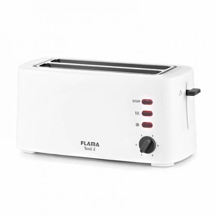 TOSTADOR DE PAN FLAMA 948FL BLANCO - 1630W - 2 RANURAS EXTRA LARGAS / ANCHAS - TERMOSTATO 6 POSICIONES - FUNCIONES DESCONGELAR /