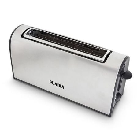 TOSTADOR DE PAN FLAMA 968FL ACERO INOX - 1000W - RANURA EXTRA ANCHA - TERMOSTATO 6 POSICIONES - FUNCIONES RECALENTAR / DESCONGEL