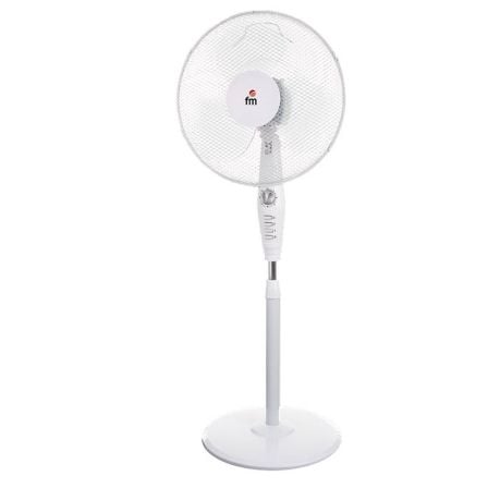 VENTILADOR DE PIE FM P-40 BLANCO - 50W - 3 NIVELES POTENCIA -  O ASPAS 40CM - ALTURA REGULABLE - TEMPORIZADOR 120 MIN - BASE RED