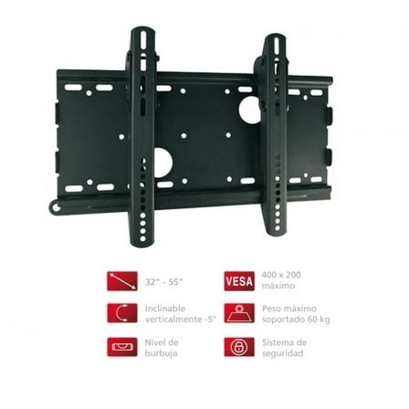 SOPORTE DE PARED FONESTAR PARA TV/MONITOR 32-55" (81-140CM) - 5 VERTICAL - PESO MAX. 60KG - COLOR NEGRO